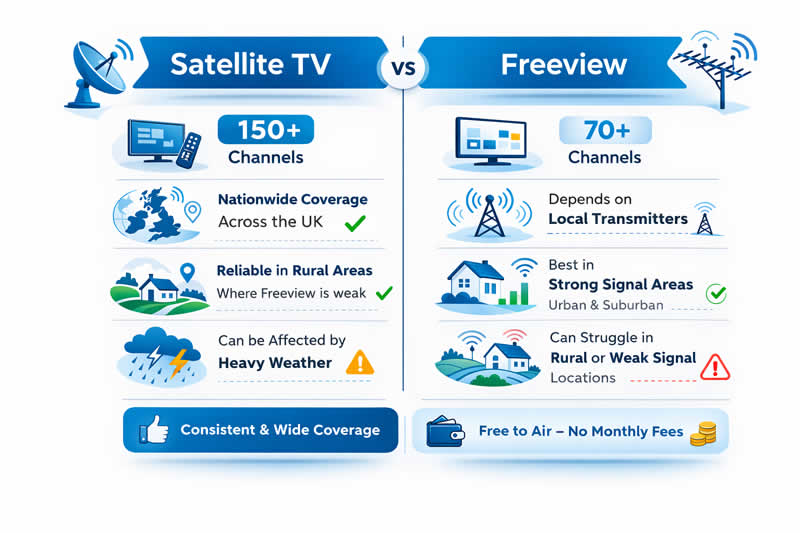 Satellite TV vs Freeview Pros and Cons